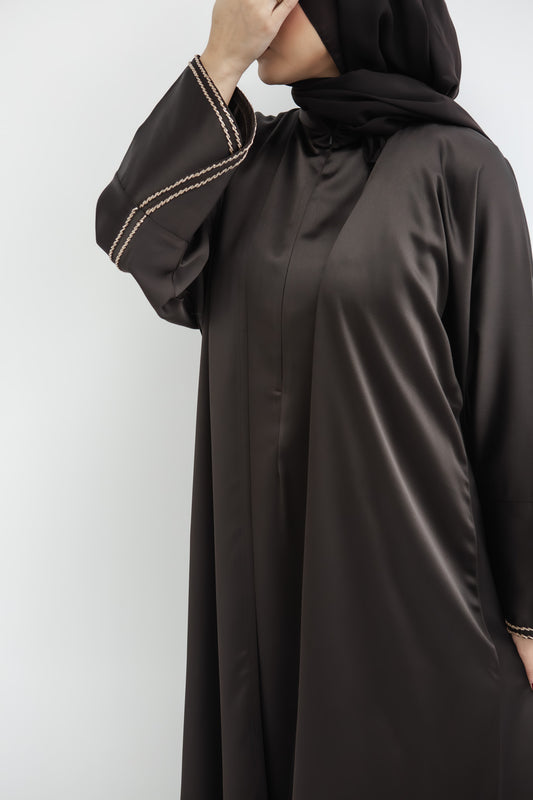 #AW07 | Chocolate Brown Abaya With Handwork Melek London