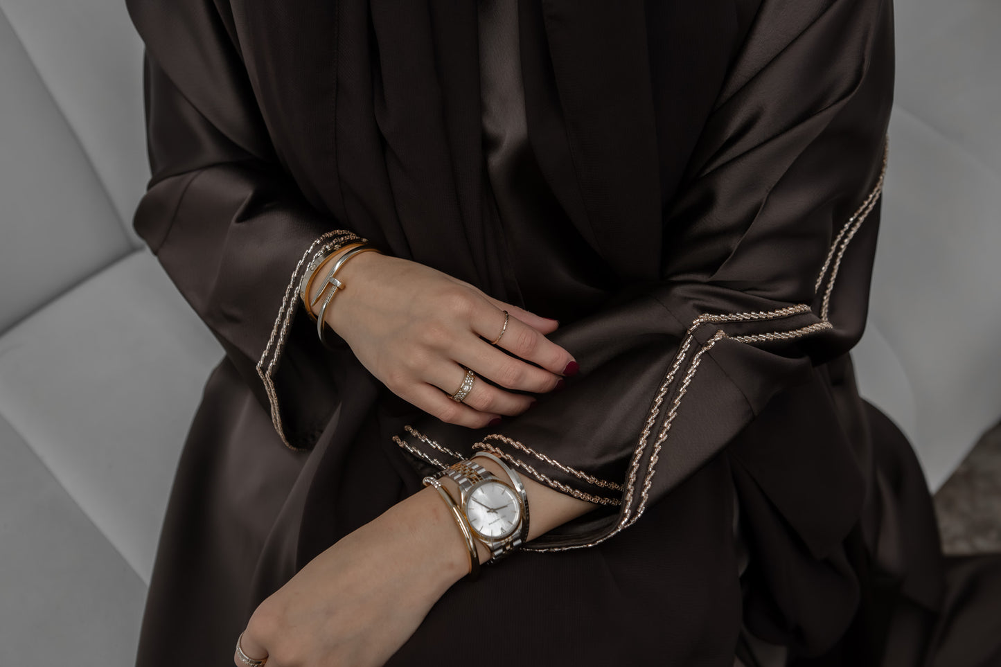 #AW07 | Chocolate Brown Abaya With Handwork Melek London