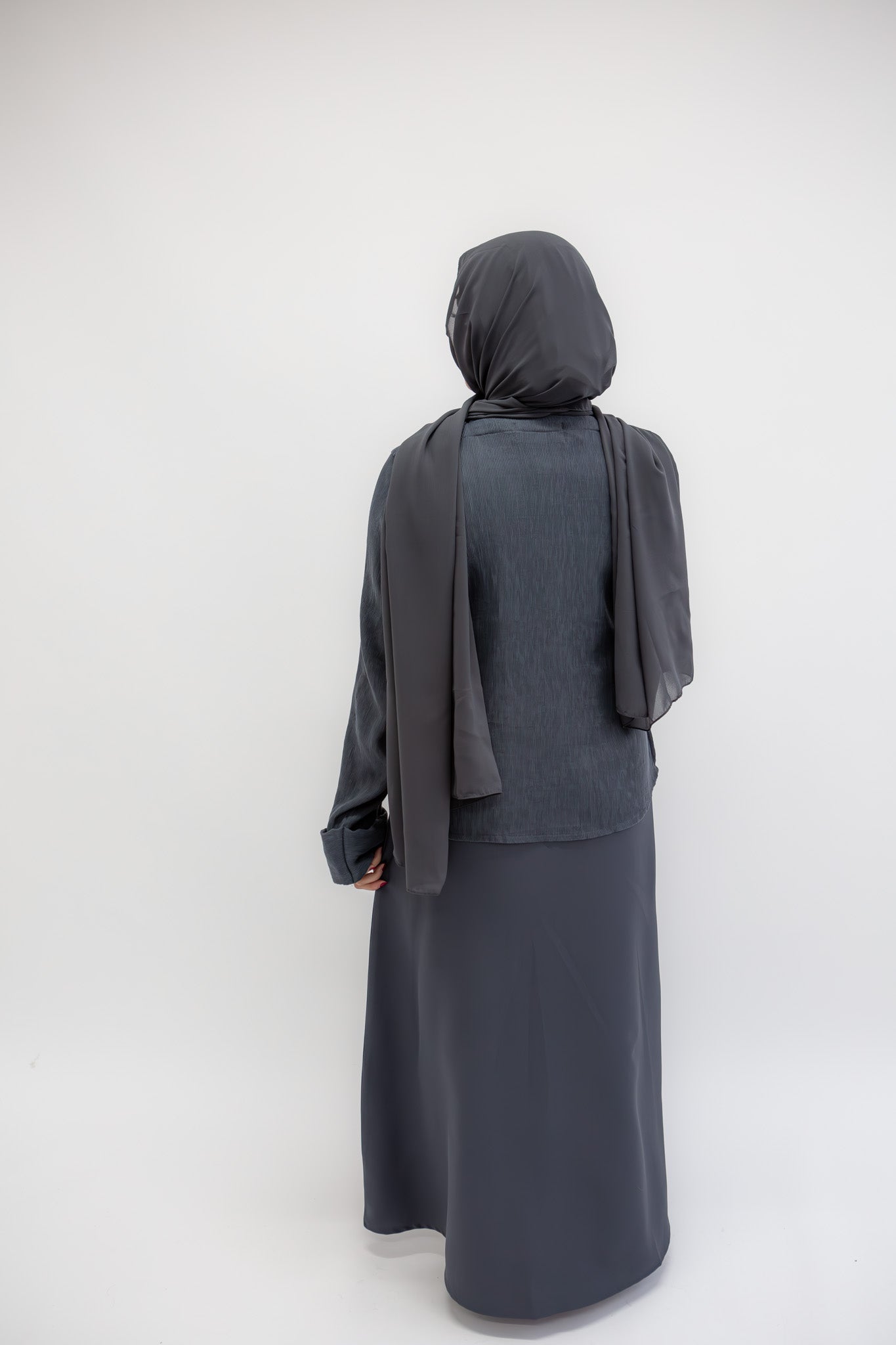 #AW05 | Steel Blue Shirt Abaya Melek London