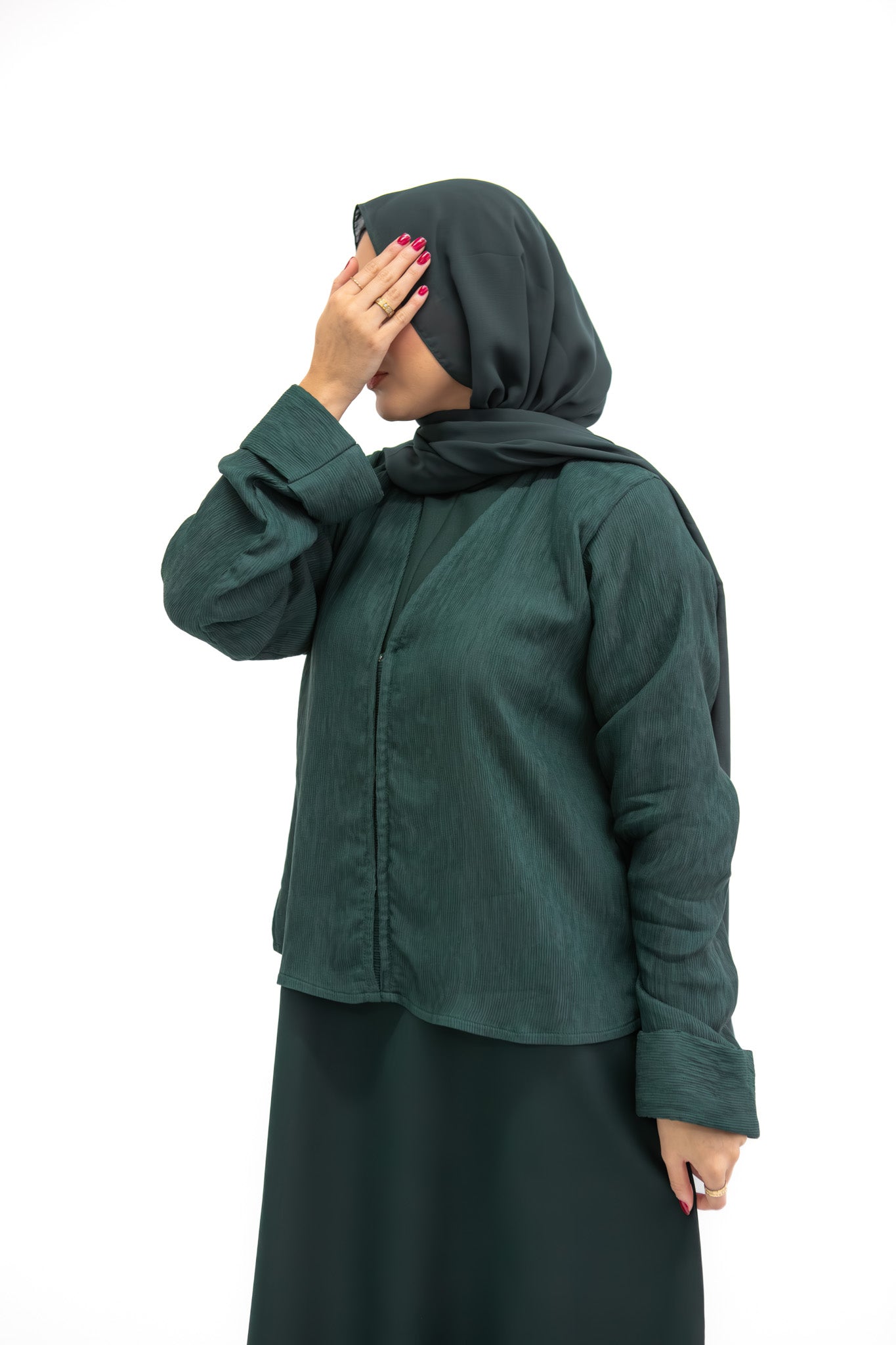 #AW04 | Forest Green Shirt Abaya Melek London