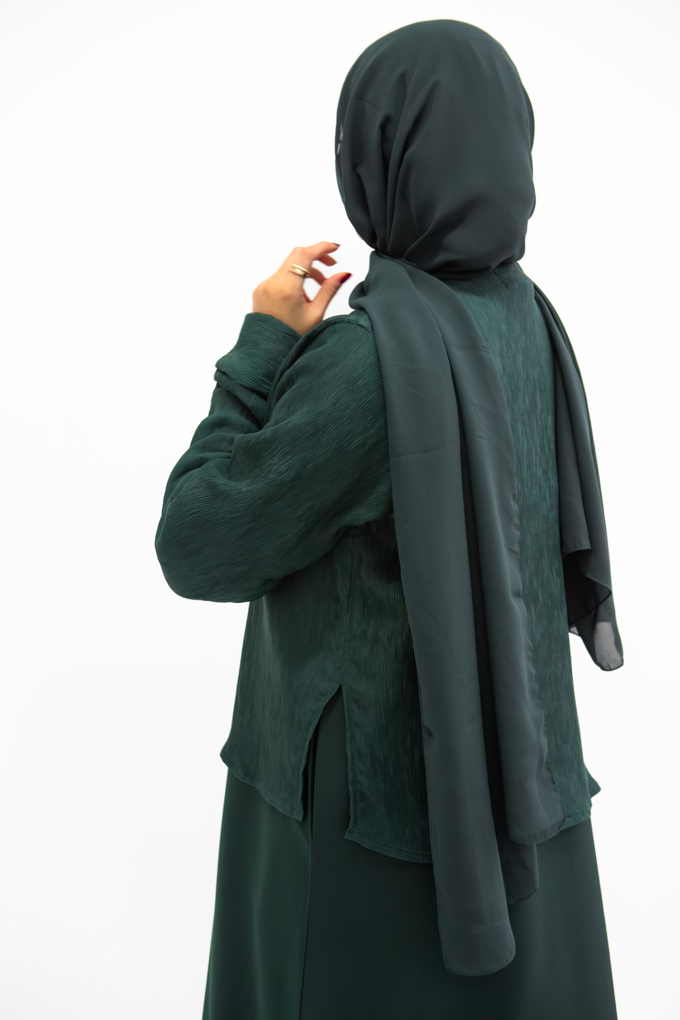 #AW04 | Forest Green Shirt Abaya Melek London