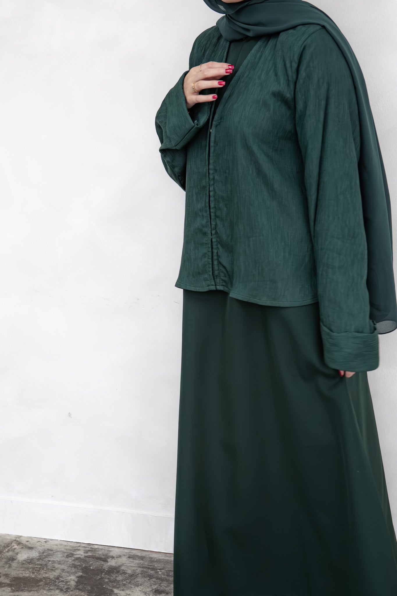 #AW04 | Forest Green Shirt Abaya Melek London